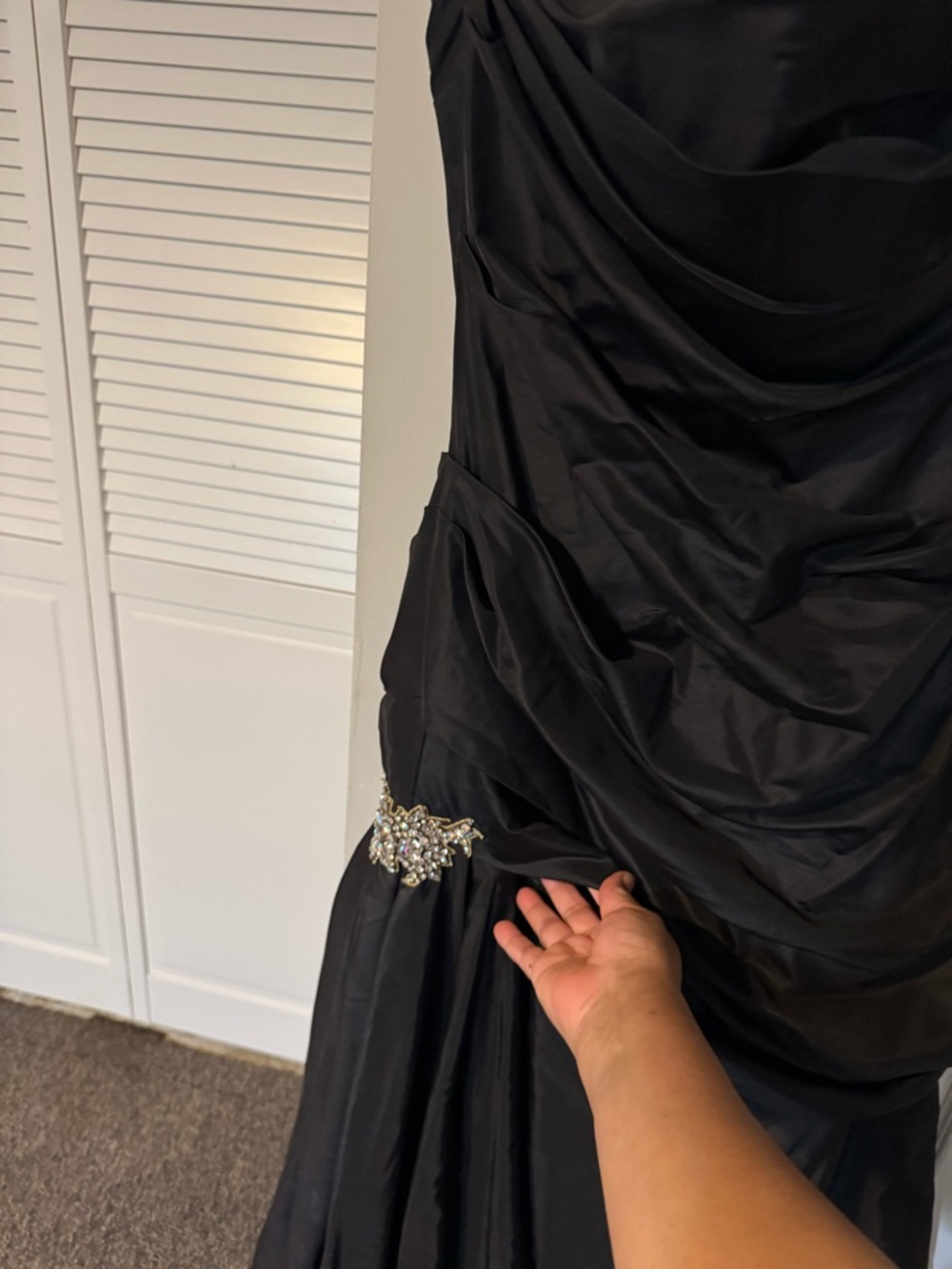 Amsale Black Strapless Evening Gown with Spaghetti Straps - Picture 5 of 13
